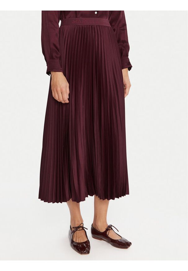 Marella Spódnica plisowana Pontiac 2523106045 Bordowy Regular Fit. Kolor: czerwony. Materiał: wiskoza