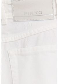 Pinko szorty jeansowe damskie kolor biały gładkie high waist. Stan: podwyższony. Kolor: biały. Materiał: jeans. Wzór: gładki #3