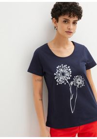 bonprix - T-shirt. Kolor: niebieski. Wzór: nadruk, kwiaty