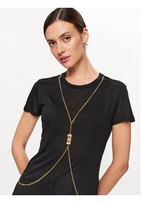 Elisabetta Franchi T-Shirt MA-013-36E2-V200 Czarny Regular Fit. Kolor: czarny