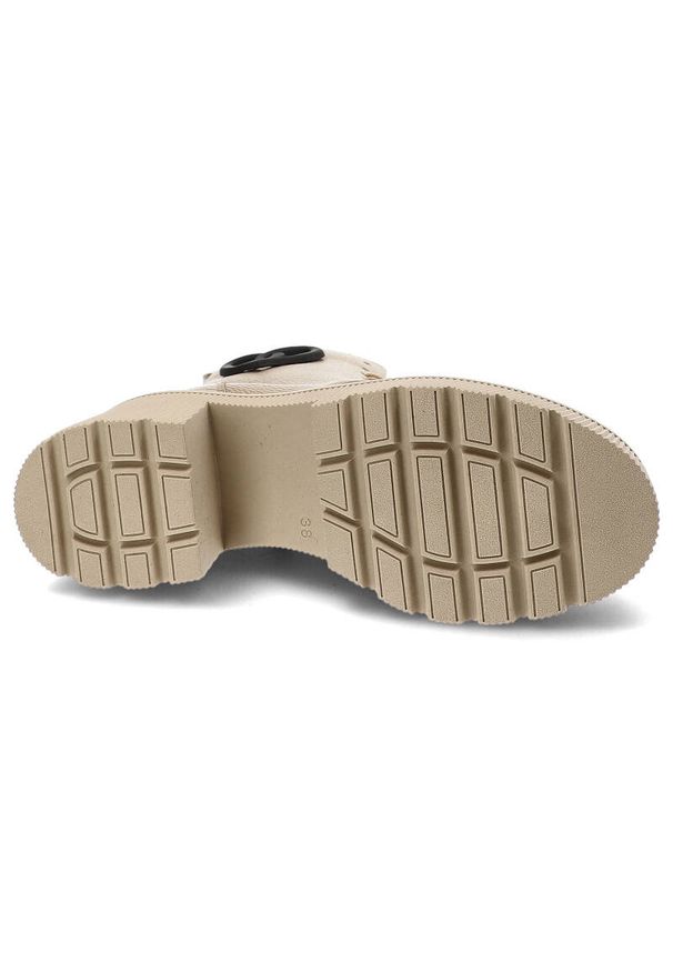 Beżowe Botki Armodo Ocieplane Buty Damskie. Kolor: beżowy. Materiał: materiał, skóra. Styl: elegancki