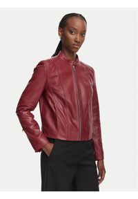 BOSS Kurtka skórzana Saleste1 50545625 Czerwony Regular Fit. Kolor: czerwony. Materiał: skóra #1