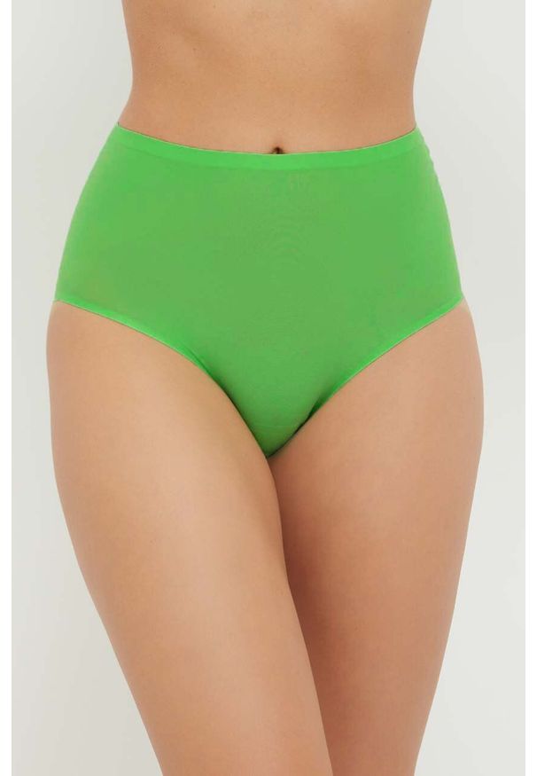 Chantelle figi Soft Stretch kolor zielony. Stan: podwyższony. Kolor: zielony. Materiał: bawełna, włókno, materiał