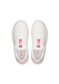 On - ON The Roger Advantage White | Pink Sneakersy damskie. Okazja: na spacer, na co dzień. Kolor: biały. Materiał: skóra. Szerokość cholewki: normalna. Sport: turystyka piesza, tenis