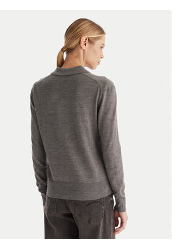 Calvin Klein Sweter LV044A305G Szary Regular Fit. Kolor: szary. Materiał: syntetyk