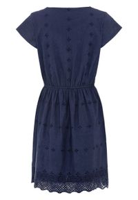 Sukienka z ażurowym haftem bonprix ciemnoniebieski. Kolor: niebieski. Wzór: ażurowy, haft #7