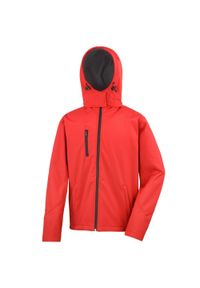 RESULT - Męska Kurtka Softshell Z Kapturem Core Lite. Typ kołnierza: kaptur. Kolor: czerwony, wielokolorowy, czarny. Materiał: softshell
