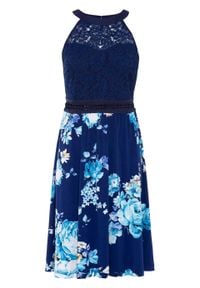 Sukienka w kwiaty bonprix ciemnoniebiesko-lila-jasnoróżowy. Kolor: niebieski. Wzór: kwiaty #1