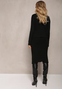 Renee - Czarny 2-częściowy Komplet Dzianinowy z Sukienką i Kardiganem Mystice. Kolor: czarny. Materiał: dzianina #4