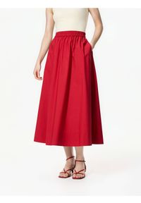 Reserved - Bawełniana spódnica midi - czerwony. Kolor: czerwony. Materiał: bawełna