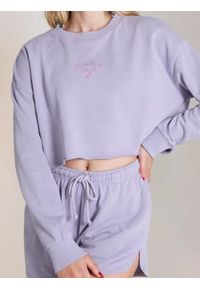 Sinsay - Bluza z haftem - fioletowy. Kolor: fioletowy. Wzór: haft