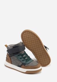Renee - Ciemnobeżowe Botki Vices Typu Sneakersy z Przeszyciami Filvessa. Okazja: na co dzień. Kolor: beżowy. Materiał: jeans. Styl: casual #4