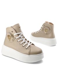 DAMISS - Beżowe Sneakersy Damiss Modne Obuwie Damskie. Okazja: na spacer, na co dzień. Kolor: beżowy. Materiał: materiał. Sport: turystyka piesza #7