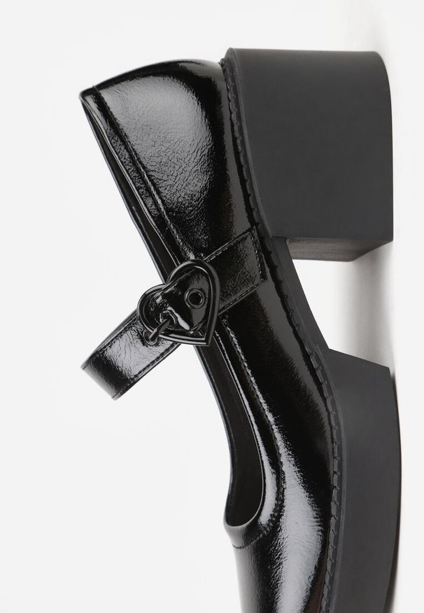 Born2be - Czarne Półbuty w Stylu Retro na Słupku i Niskiej Platformie ze Skórzaną Wkładką Xaliope. Okazja: na co dzień. Zapięcie: pasek. Kolor: czarny. Materiał: skóra. Obcas: na platformie. Styl: retro. Wysokość obcasa: średni