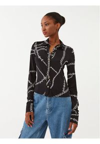 Versace Jeans Couture Koszula 75HAL213 Czarny Slim Fit. Kolor: czarny. Materiał: wiskoza #1