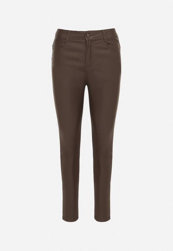 Born2be - Ciemnobrązowe Spodnie Skinny Push Up Zami. Kolekcja: plus size. Kolor: brązowy
