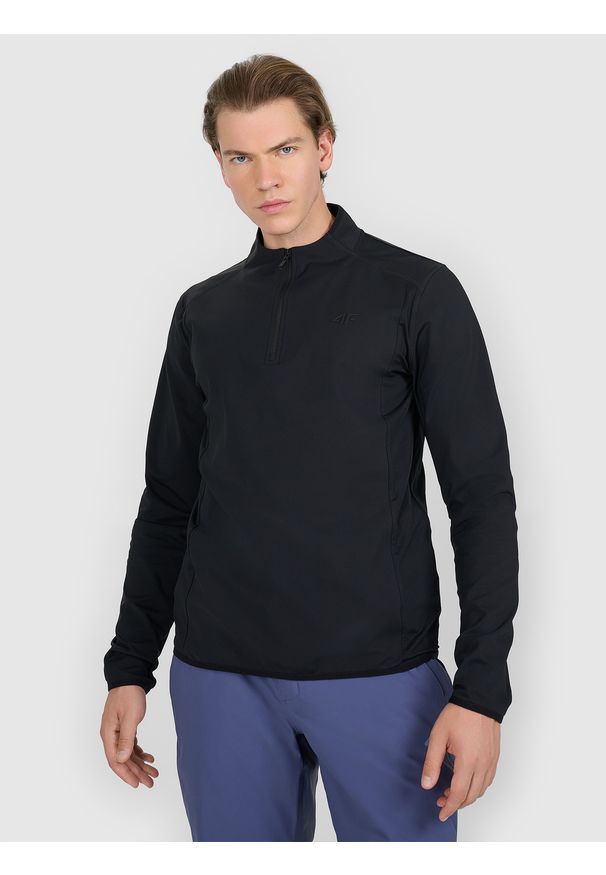 4f - 4F Bielizna termiczna ocieplana (góra) męska - czarna S. Typ kołnierza: kołnierzyk stójkowy. Kolor: czarny. Sezon: zima. Sport: turystyka piesza