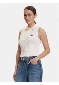 Tommy Jeans Sweter DW0DW22318 Biały Regular Fit. Kolor: biały. Materiał: bawełna #1