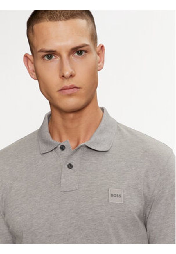 BOSS - Boss Polo Passenger 50507803 Szary Slim Fit. Typ kołnierza: polo. Kolor: szary. Materiał: bawełna