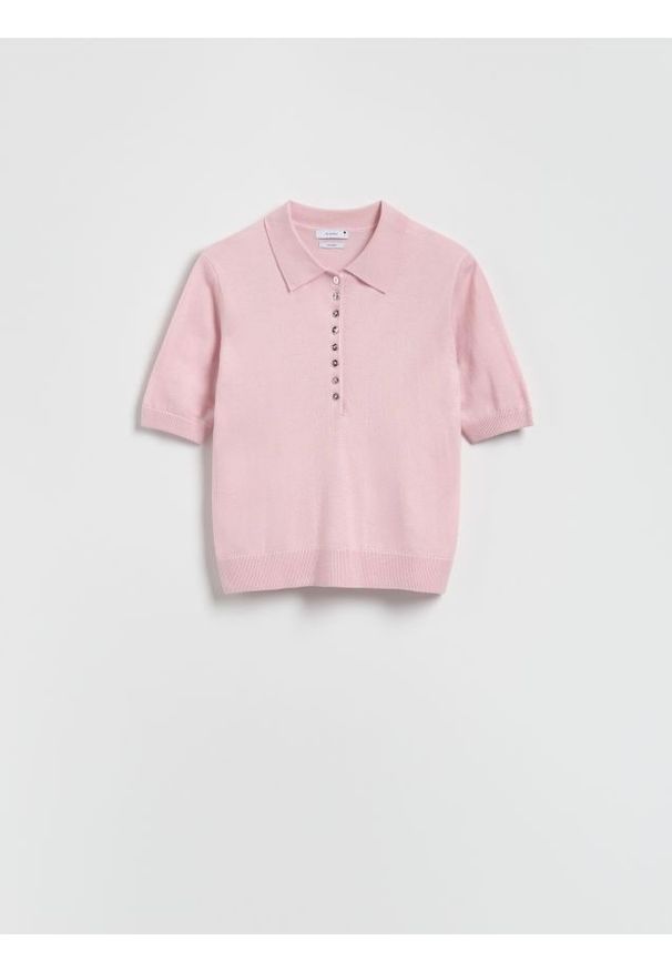 Reserved - Sweter z wełną - pastelowy róż. Kolor: różowy. Materiał: wełna
