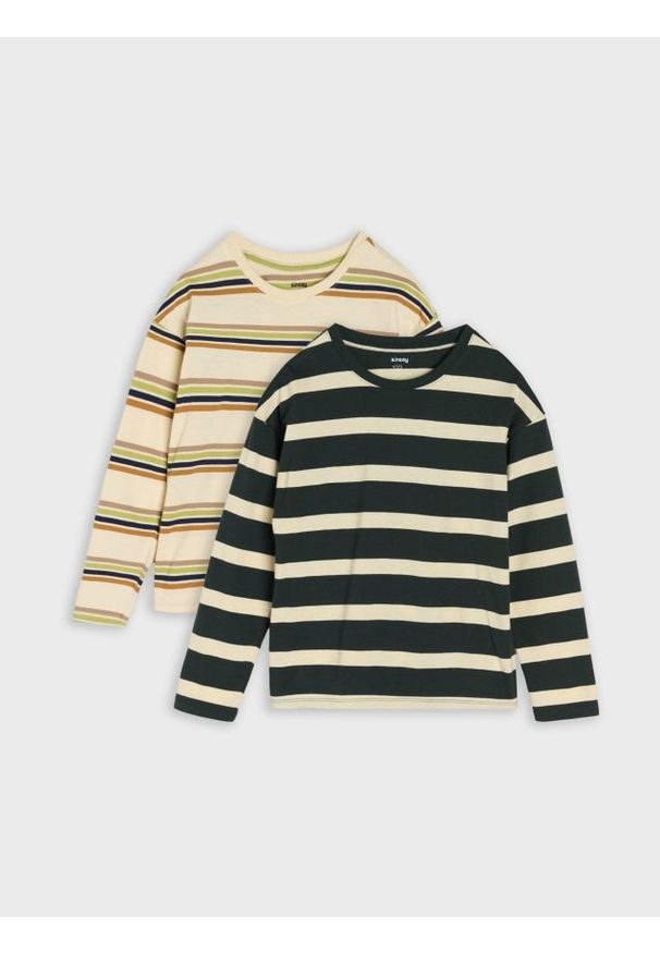 Sinsay - Koszulki oversize z długimi rękawami 2 pack - zielony. Kolor: zielony. Długość rękawa: długi rękaw. Długość: długie