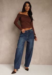 Renee - Niebieskie Jeansy High Waist Barrel Fit Salisette. Okazja: na co dzień. Stan: podwyższony. Kolor: niebieski. Styl: casual