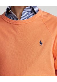 Ralph Lauren - RALPH LAUREN - Pomarańczowa bluza Spa Terry. Typ kołnierza: polo, bez kaptura. Kolor: pomarańczowy. Materiał: bawełna. Wzór: haft
