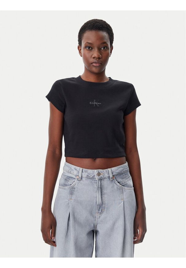 Calvin Klein Jeans T-Shirt LV047AB802 Czarny Regular Fit. Kolor: czarny. Materiał: bawełna