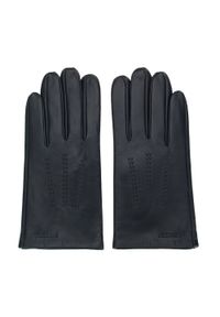 Wittchen - Męskie rękawiczki skórzane ze stębnowaniem. Kolor: czarny. Materiał: skóra. Sezon: jesień, zima. Styl: casual, klasyczny, elegancki