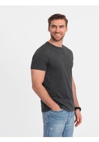 Ombre Clothing - T-shirt męski z ozdobnym efektem confetti - czarny V5 OM-TSCT-0178 - XXL. Okazja: na co dzień. Kolor: czarny. Materiał: bawełna. Wzór: jednolity. Styl: casual #6