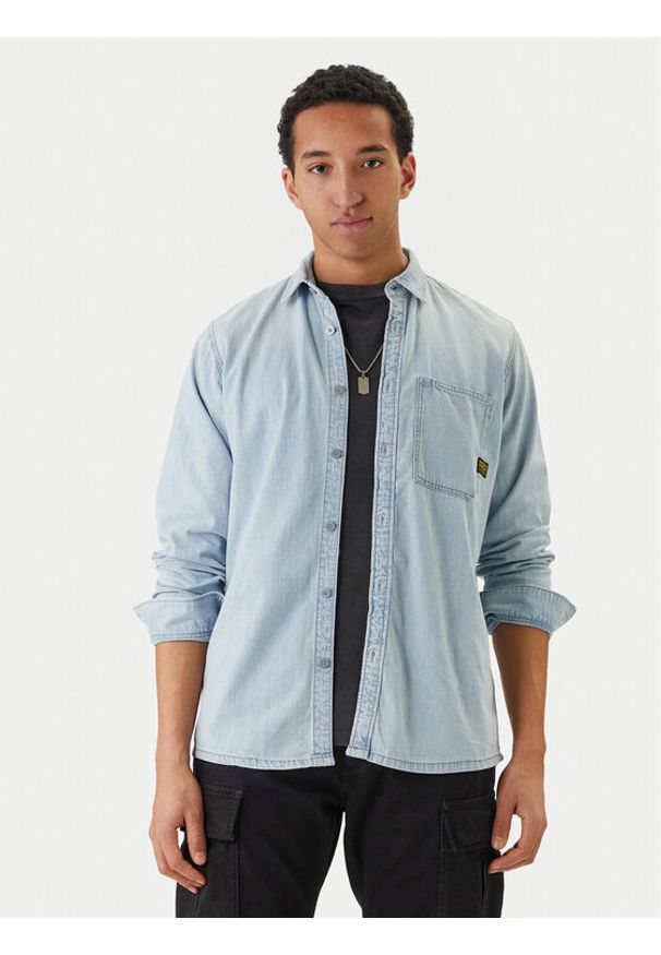 G-Star RAW - G-Star Raw Koszula jeansowa D27083-D252 Błękitny Regular Fit. Kolor: niebieski. Materiał: bawełna