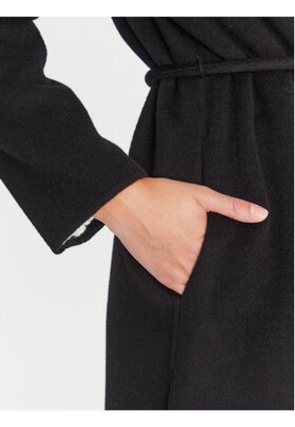 Marella Płaszcz wełniany Album 2330160538200 Czarny Regular Fit. Kolor: czarny. Materiał: wiskoza, wełna