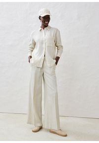 bonprix - Spodnie z zakładkami, z czystego lnu. Kolor: beżowy. Materiał: len. Sezon: lato. Styl: elegancki #3