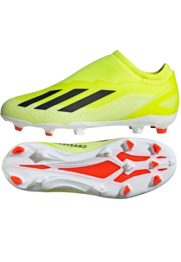 Adidas - Buty adidas X Crazyfast League Ll Fg Jr IF0689 żółte. Kolor: żółty. Materiał: materiał, syntetyk. Szerokość cholewki: normalna