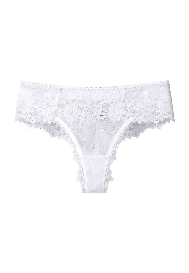 Intica - Stringi koronkowe ażurowe na specjalne okazje Cathe. Kolor: biały. Materiał: koronka. Wzór: ażurowy