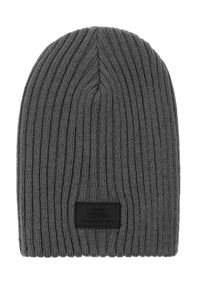 Ochnik - Grafitowa czapka zimowa męska. Kolor: szary. Materiał: akryl. Wzór: ze splotem. Sezon: zima