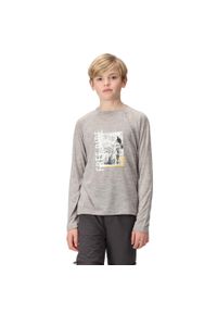 Regatta - T-shirt Dziecięca Jazda Rowerem Melanżowy Z Długim Rękawem Burnlee. Kolor: czarny, szary, wielokolorowy. Długość rękawa: długi rękaw. Długość: długie. Wzór: melanż
