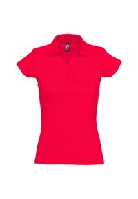 SOL'S - Damska Koszulka Polo Prescott Jersey. Typ kołnierza: polo. Kolor: czerwony. Materiał: jersey