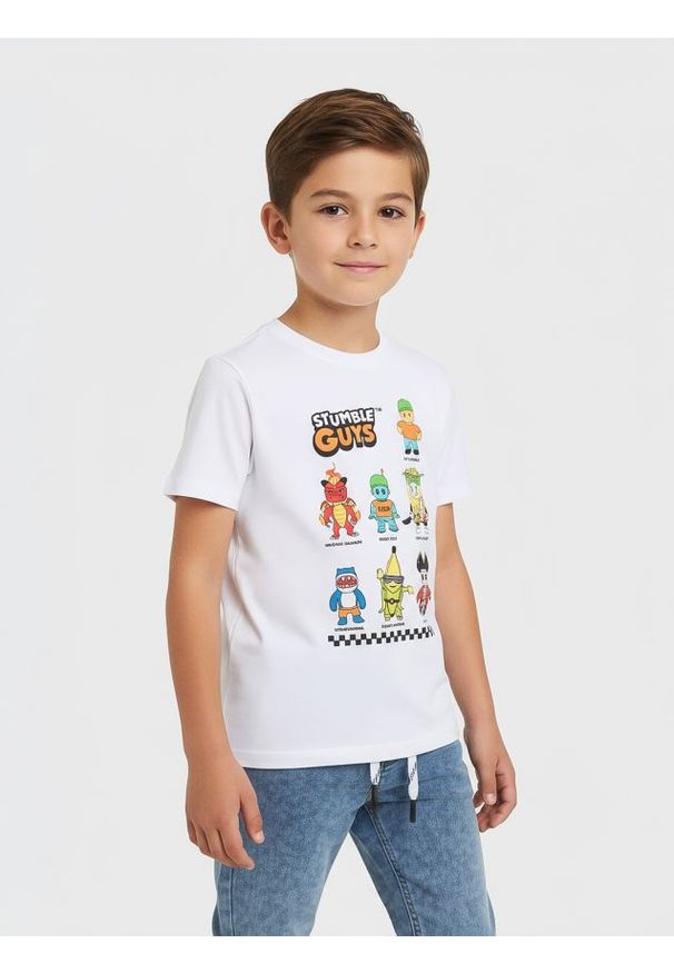 Sinsay - Koszulka Stumble Guys - biały. Kolor: biały