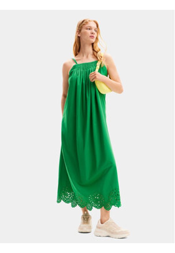 Desigual Sukienka letnia Porland 24SWVW21 Zielony Loose Fit. Kolor: zielony. Materiał: bawełna. Sezon: lato