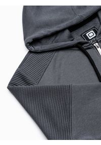 Ombre Clothing - Bluza męska rozpinana z kapturem B1074 - szary melanż - XL. Typ kołnierza: kaptur. Kolor: szary. Materiał: tkanina, poliester, bawełna. Wzór: melanż #4