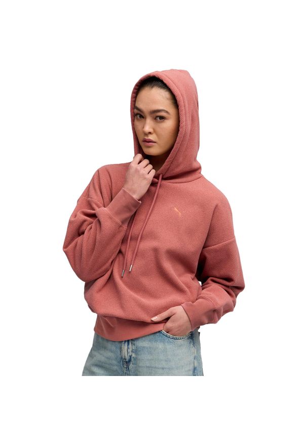 Bluza z kapturem damska Puma Her Oversized Winterized Hoodie. Typ kołnierza: kaptur. Kolor: różowy. Materiał: poliester, materiał