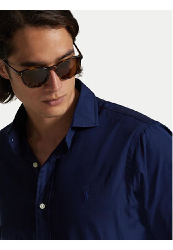 Polo Ralph Lauren Koszula 710P01396003 Granatowy Custom Fit. Typ kołnierza: polo. Kolor: niebieski. Materiał: bawełna