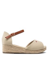 TOMMY HILFIGER - Tommy Hilfiger Espadryle Rope Wedge Sandal T3A7-32185-0048 M Beżowy. Kolor: beżowy. Materiał: materiał