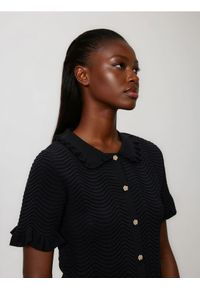 Reserved - Bluzka z kołnierzykiem - czarny. Kolor: czarny. Materiał: dzianina