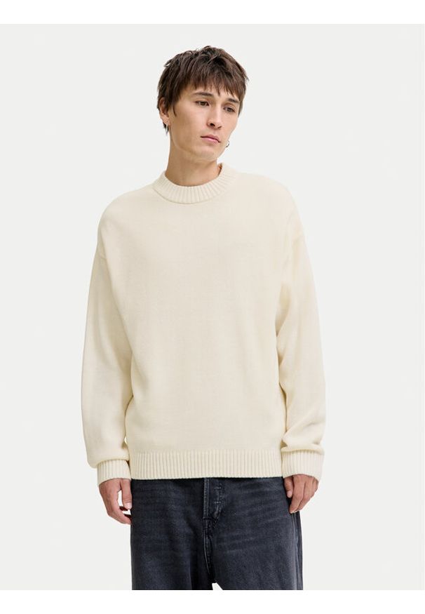Jack & Jones - Jack&Jones Sweter Urban 12278942 Écru Relaxed Fit. Materiał: bawełna