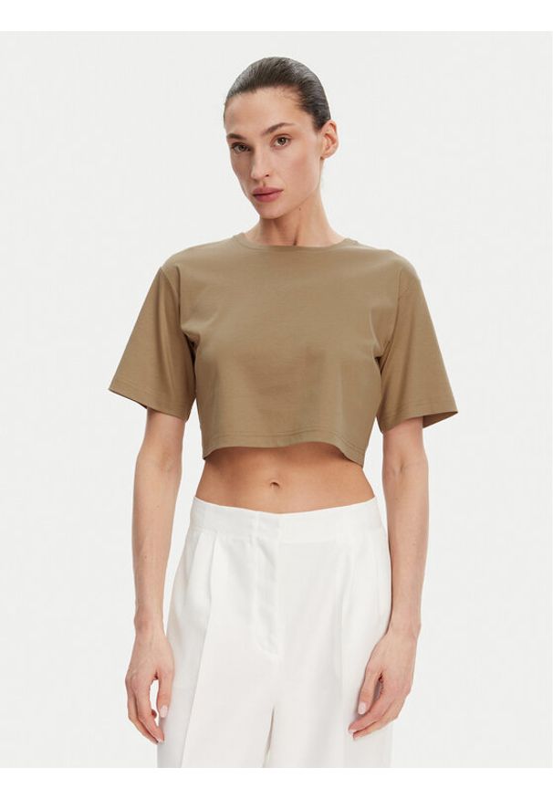 Max Mara T-Shirt 2516941098650 Brązowy Regular Fit. Kolor: brązowy. Materiał: bawełna