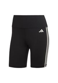 Adidas - Training Essentials 3-Stripes High-Waisted Short Leggings. Kolor: czarny. Materiał: materiał