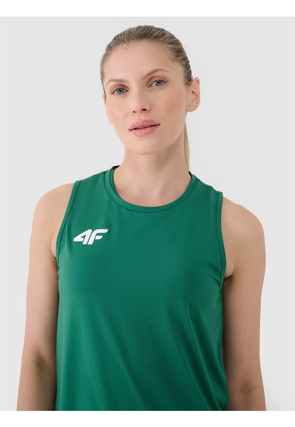 4f - 4F Top treningowy szybkoschnący damski - zielony XXS. Kolor: zielony. Materiał: dzianina, elastan, włókno, syntetyk, materiał. Wzór: gładki, jednolity, ze splotem. Sport: fitness