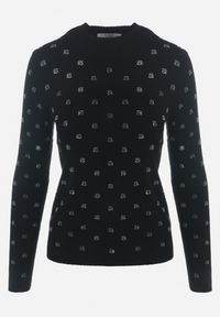 Born2be - Czarny Sweter z Wiskozy w Cyrkonie Babava. Kolor: czarny. Materiał: wiskoza. Sezon: jesień, zima #3